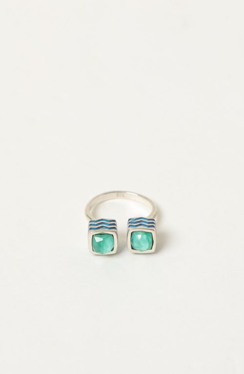 Anello aperto con smalti blu