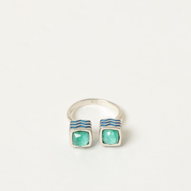 Anello aperto con smalti blu