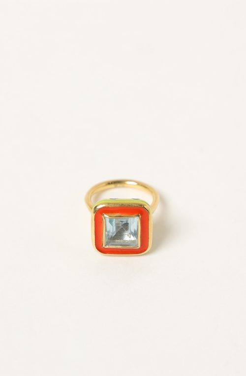 Anello quadrato con smalti