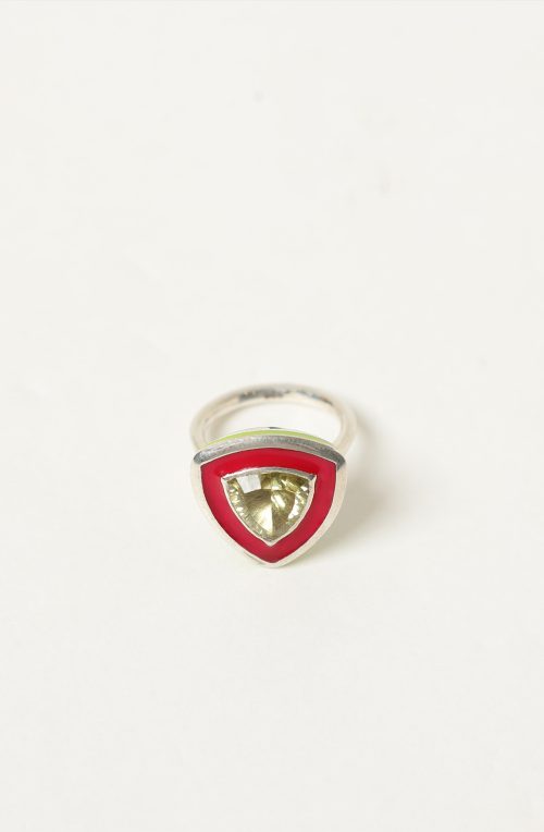 Anello triangolare con smalti