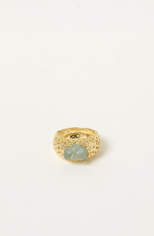 Anello fascia con calcedonio grezzo