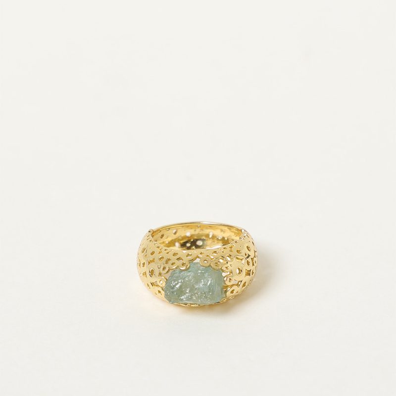 Anello fascia con calcedonio grezzo