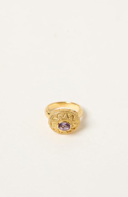 Anello microgranulato e ametista