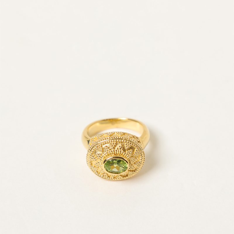 Anello microgranulato con peridot