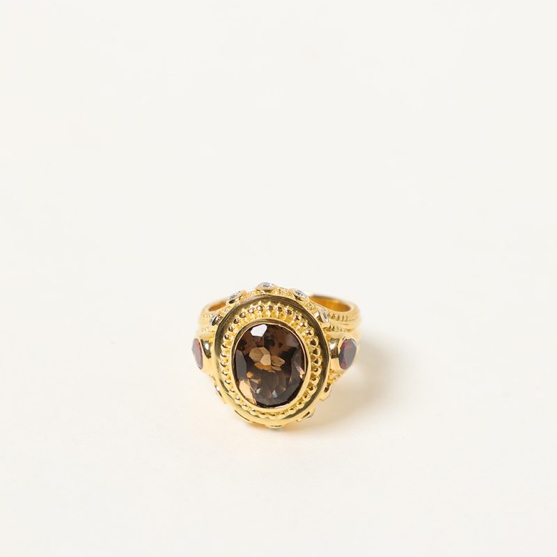 Anello bizantino con quarzo fumé