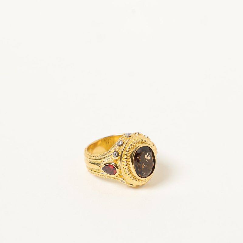 Anello bizantino con quarzo fumé