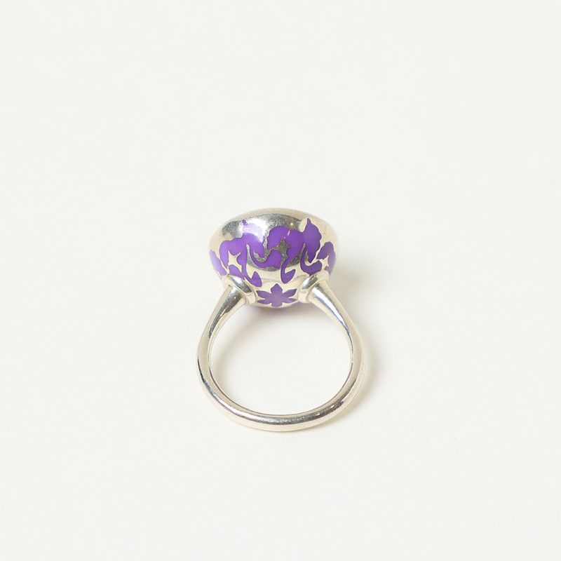 Anello rotondo con smalti e rubino
